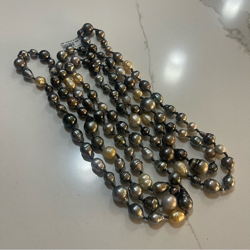 Elegant one of a kind South Sea Multi-Color Pearl Necklace 64” long